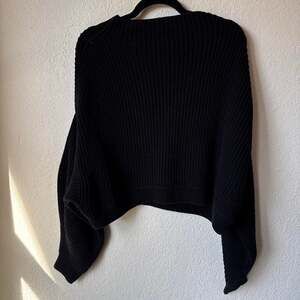 Free people black ribbed knit oversized sweater
